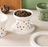 KUTKUT Ceramic Cat Food Or Water Bowl, Raised Small Dog Feeder Dishes with Stand, Elevated Pet Food Bowl for Cats and Small Dogs, Stress Free Backflow Prevention, Anti Vomiting & Reduce Neck